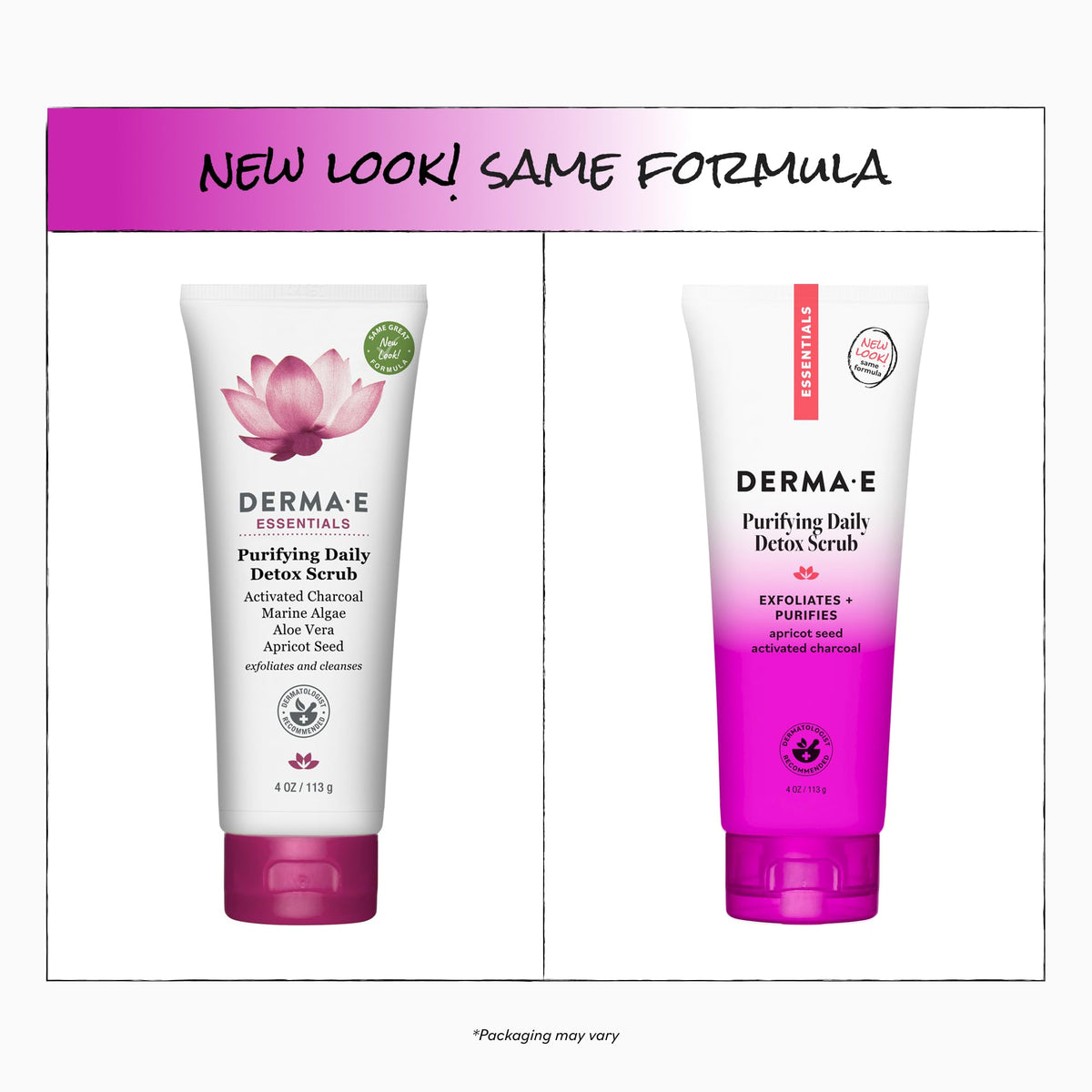 Derma E scrub applied to hand demonstrating easy spread and cleansing benefit