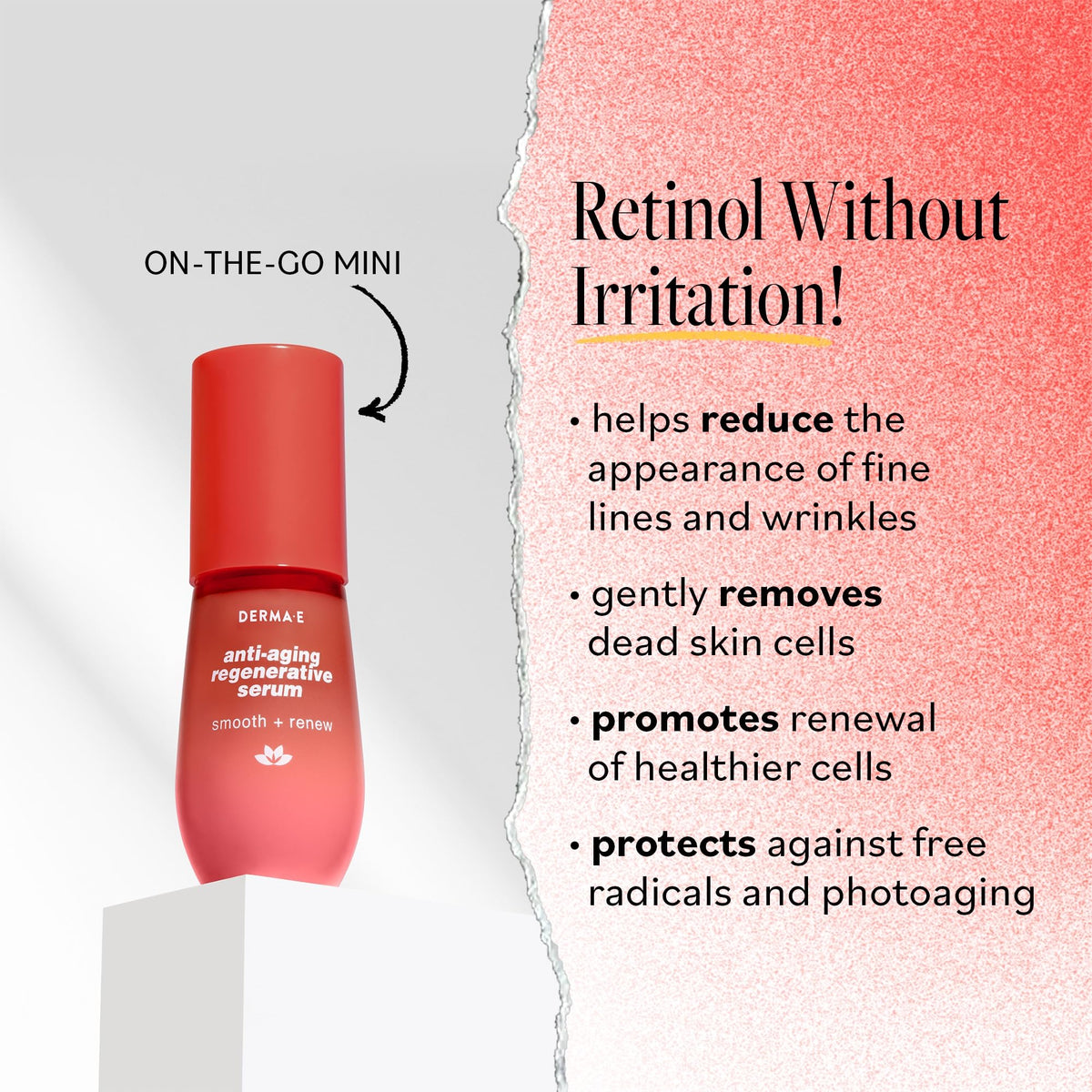 Derma E pipette dispensing serum, precise application benefit