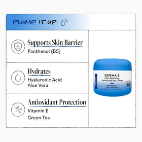 DERMA-E next to common items showing 2 fl oz scale for travel convenience