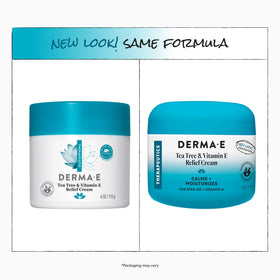 Derma E 4 oz tube next to hand showing real size and travel-friendly convenience
