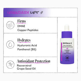 Derma E product label and ingredient list highlighting clean formula