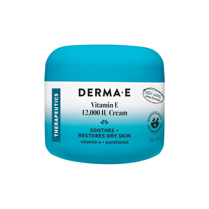 Derma E front view of cream jar showing size and packaging benefit