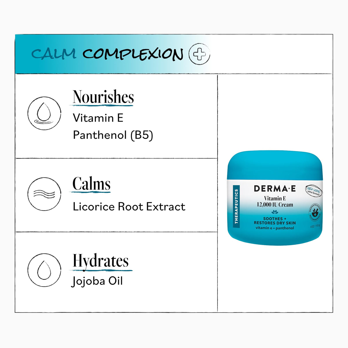 Derma E cream on palm demonstrating easy application and quick hydration