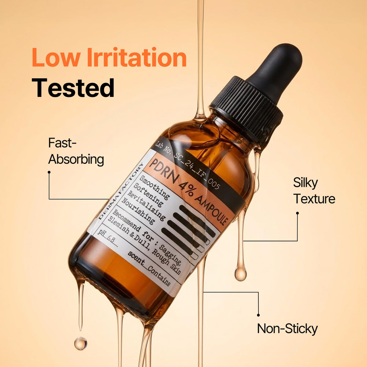 DERMA FACTORY 30ml bottle beside a coin showing scale and travel-friendly size