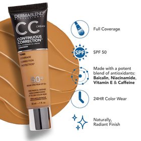 Dermablend CC cream applied on hand illustrating full coverage blending benefit