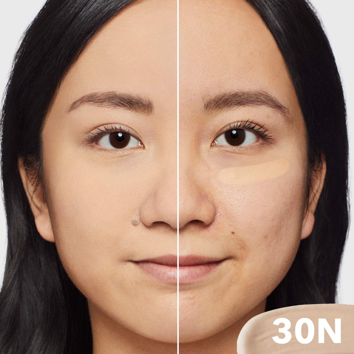 Dermablend cover care 30N swatch on skin showing shade 30N coverage and natural matte benefit