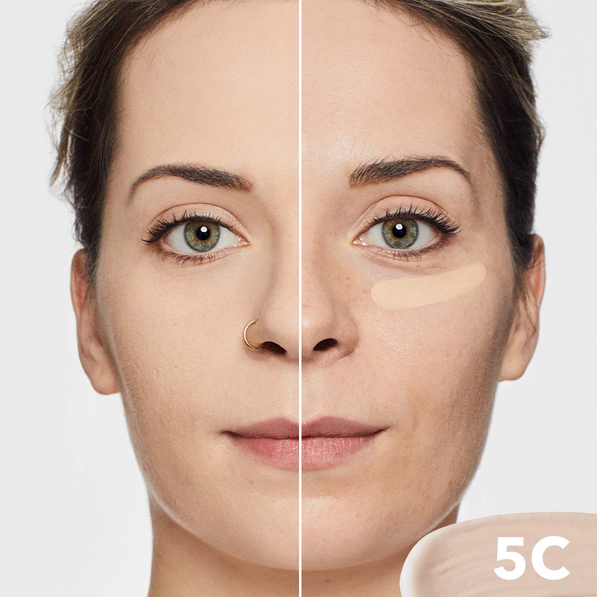 Dermablend before and after under-eye to show effective concealment