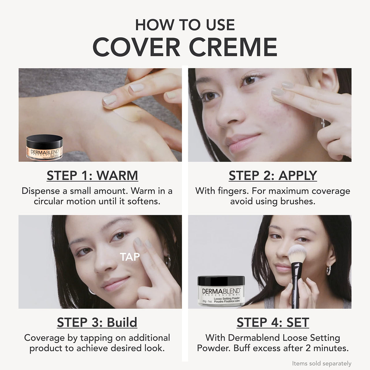 Dermablend before and after on cheek demonstrating concealing power and natural finish