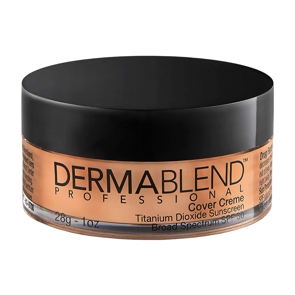 Dermablend cover creme front jar showing product and label benefits