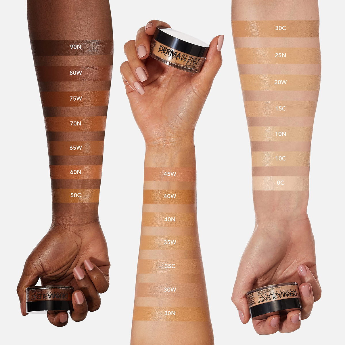 Dermablend label close-up showing SPF 30 and ingredient benefits