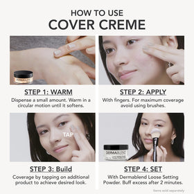 Dermablend swatch on arm comparing medium beige coverage and concealment
