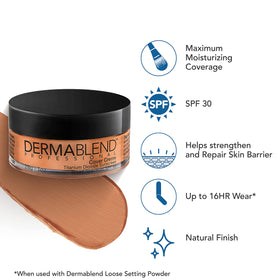 Dermablend Cover Creme swatch on arm showing honey beige shade for true-to-tone match