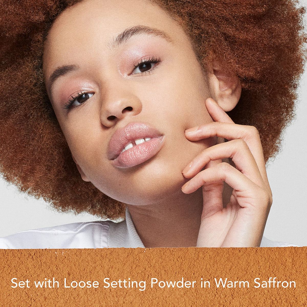 Dermablend brush applying powder demonstrating even lightweight finish