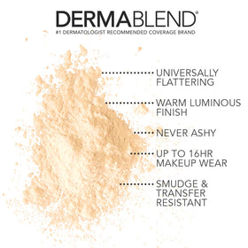 Dermablend loose powder open sifter top view, demonstrating easy dispensing benefit