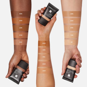 Dermablend blended on skin closeup demonstrating natural finish and hydration