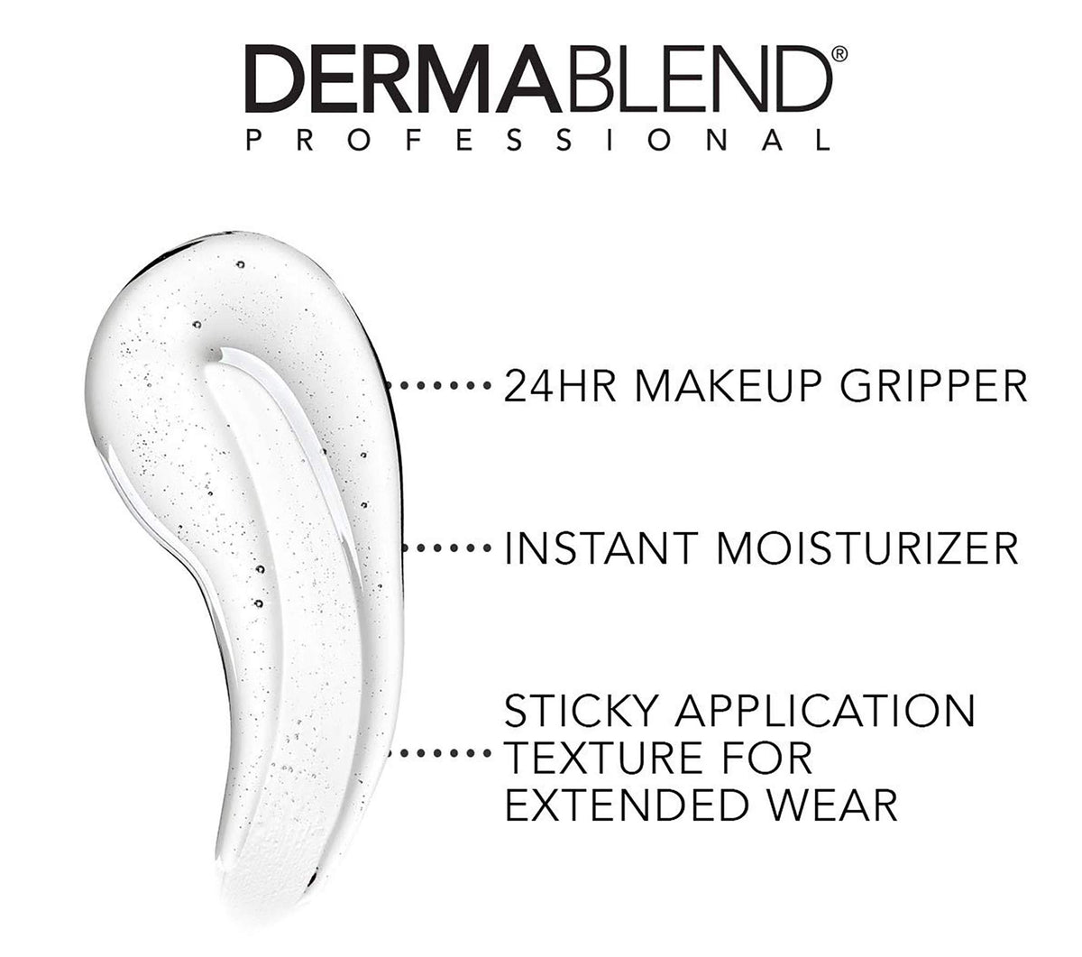 Dermablend close-up of open cap and clear jelly texture for quick absorption