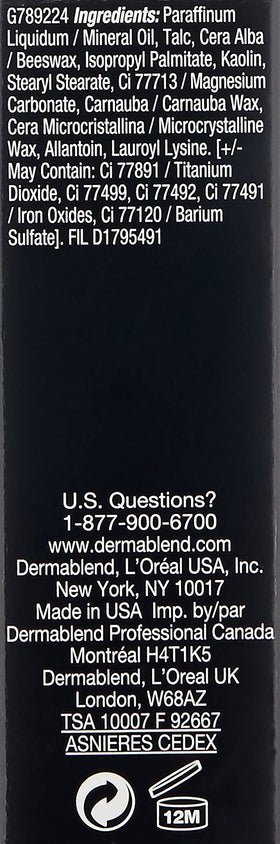 Dermablend stick with setting powder showing long-wear, water-resistant benefit