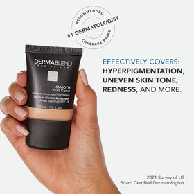 Dermablend 1 fl oz bottle next to coin for size and portability benefit