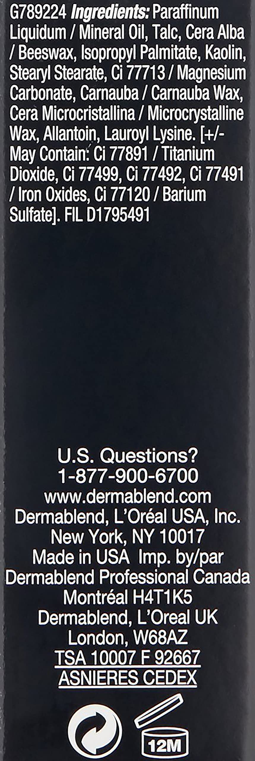 Dermablend label and ingredient area highlighting sensitive-skin-friendly benefit