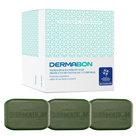 Dermabon 3-pack front packaging showing bars and benefits