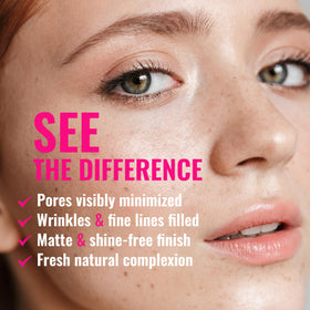 Dermacol before and after application demonstrating reduced pores and smoother skin