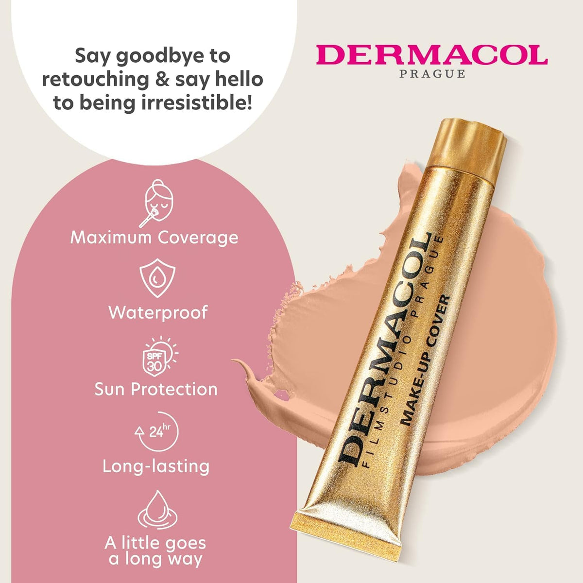 Dermacol application spatula detailing thick cream-like consistency for precise use