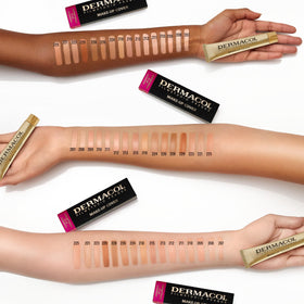 Dermacol half-face before and after to show dramatic concealment benefit