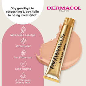 Dermacol coverage before-after split face demonstrating concealment benefits
