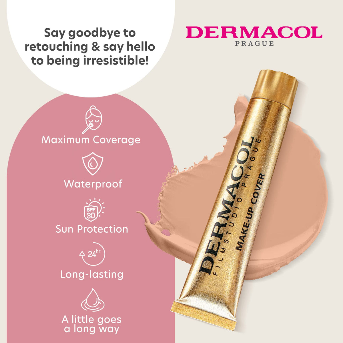 Dermacol texture droplet showing matte consistency and smooth blending benefit