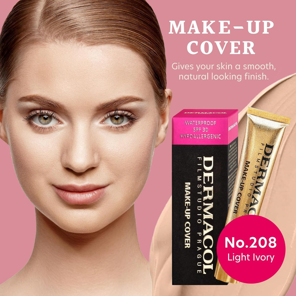 Dermacol texture swatches on skin showing matte coverage benefit