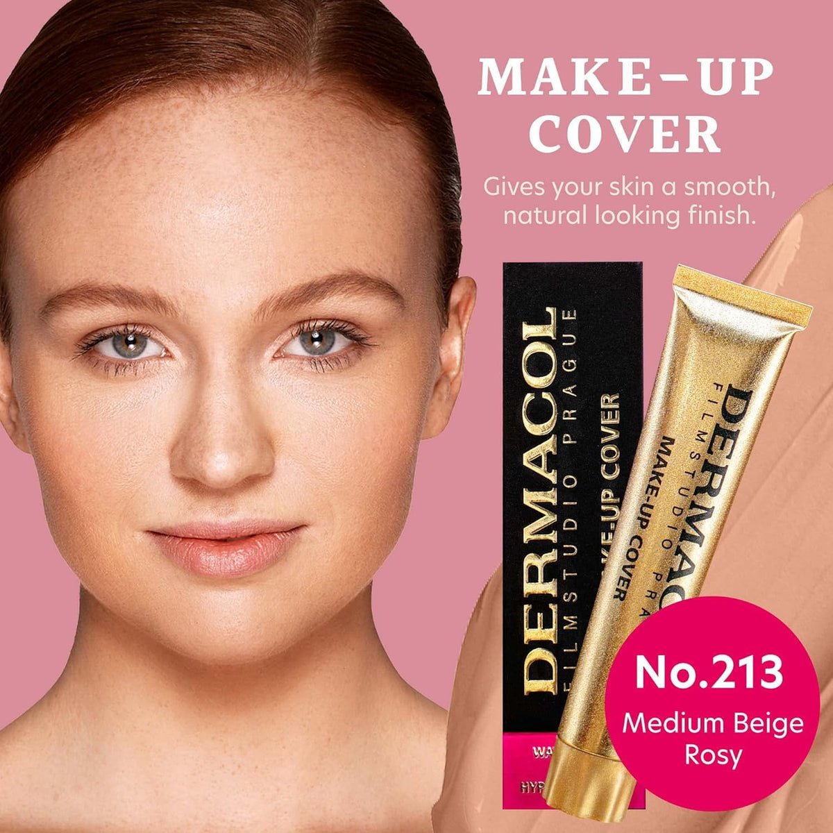 Dermacol texture swiped on skin showing smooth, matte finish that blurs pores