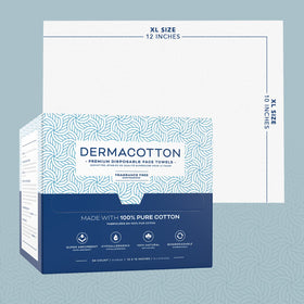 DERMACOTTON next to ruler to show extra-large wipe dimensions