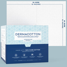 DERMACOTTON wipe held in hand demonstrating thickness and softness