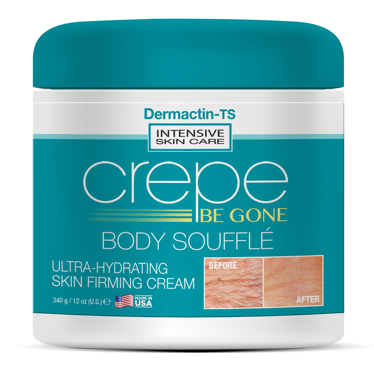 Dermactin Crepe Be Gone front jar showing classic packaging and clear product benefit