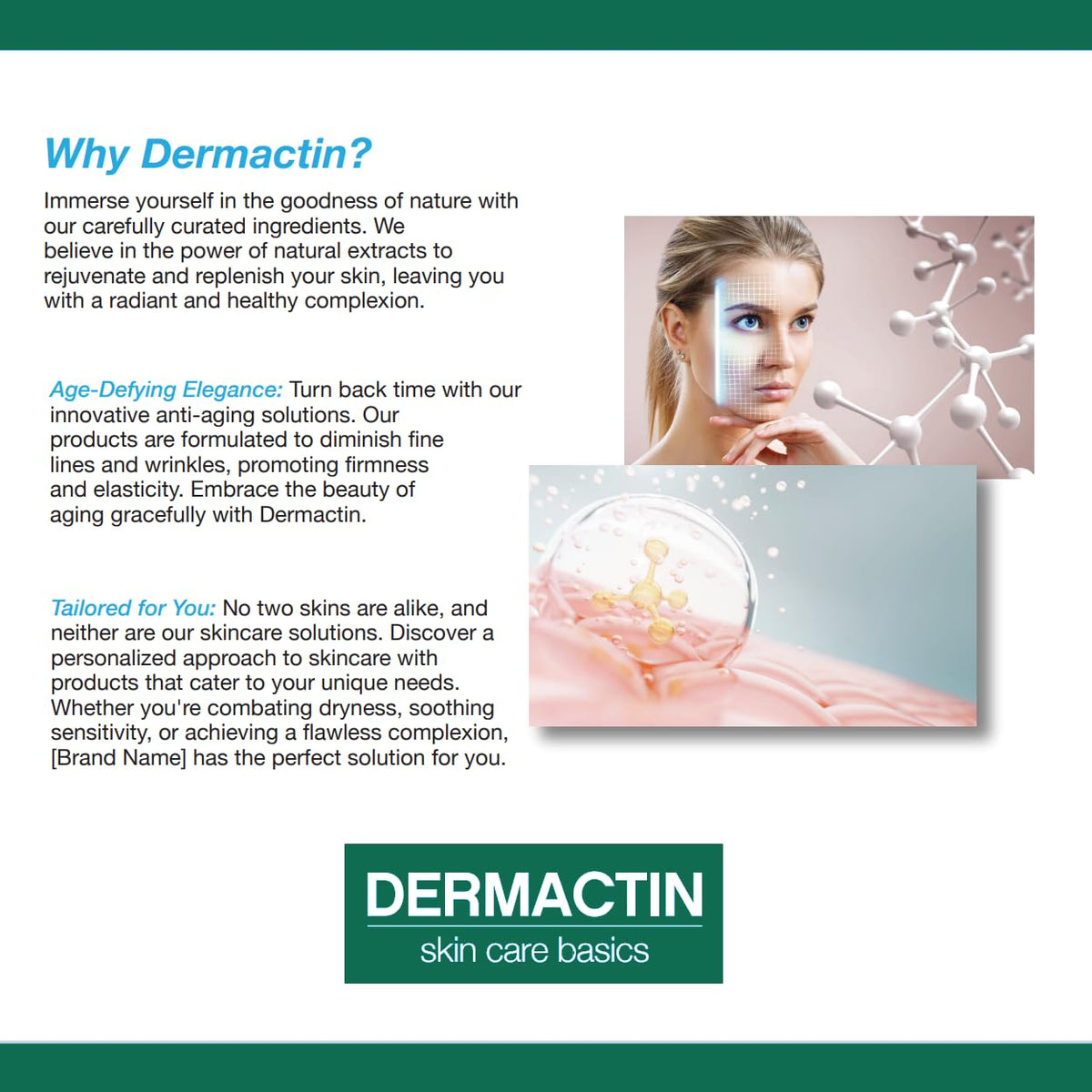 Dermactin close-up of label and ingredients list reassuring sensitive-skin suitability
