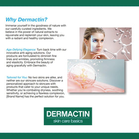 Dermactin close-up of label and ingredients list reassuring sensitive-skin suitability