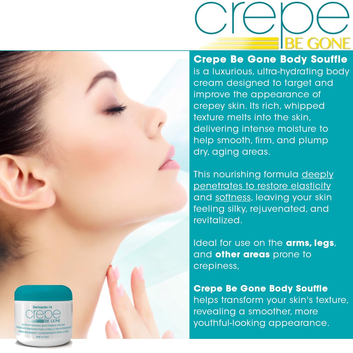 Dermactin used on legs for deep hydration and improved texture
