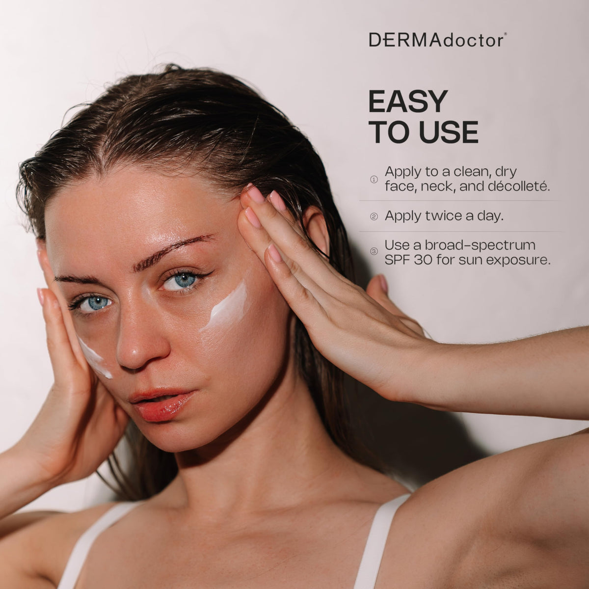 DERMAdoctor application on hand demonstrating smooth spreadability and hydration benefit