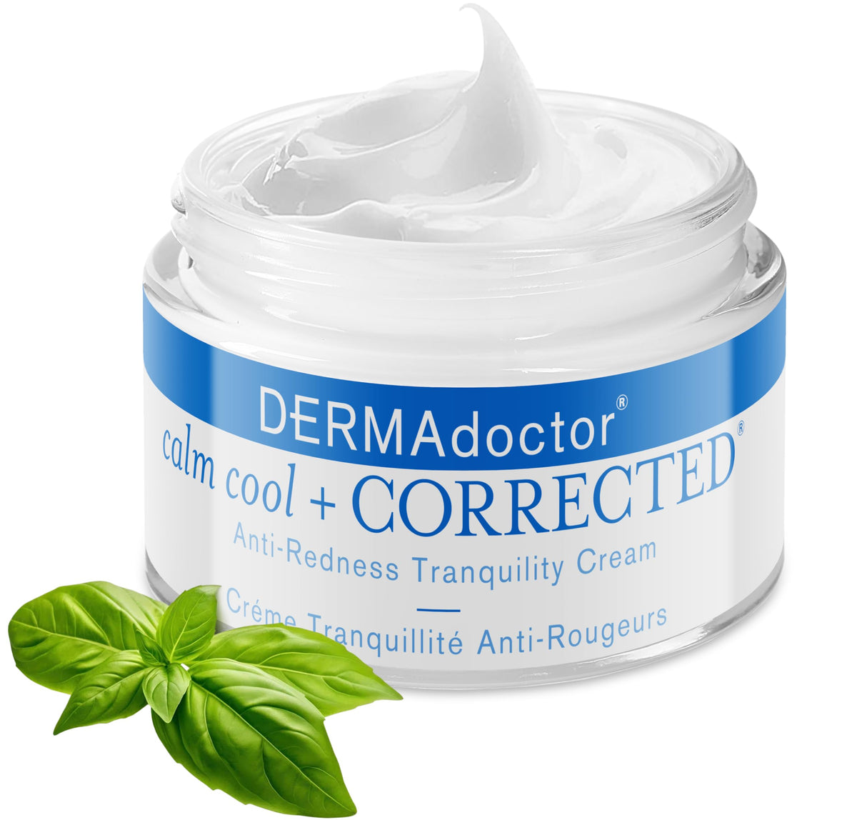 DERMAdoctor jar front view showcasing product and calming benefits