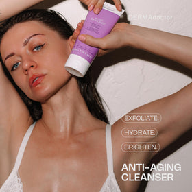 DERMAdoctor pump dispensing cleanser demonstrating easy, mess-free use