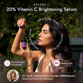 DERMAdoctor pump close-up highlighting easy dispensing and hygiene benefit