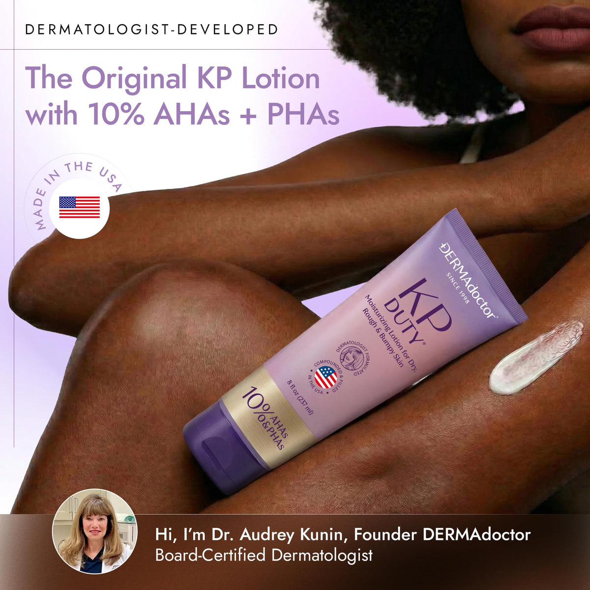 DERMAdoctor texture cream swipe showing smooth consistency and fast absorption benefit