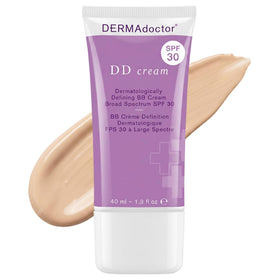 DERMAdoctor front packaging showing tinted DD cream and SPF protection benefits