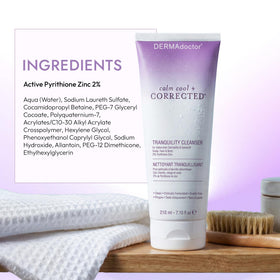 DERMAdoctor bottle on bathroom shelf showing tidy storage benefit: easy everyday access