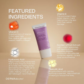 DERMAdoctor travel-size in bag lifestyle shot showing on-the-go daily protection