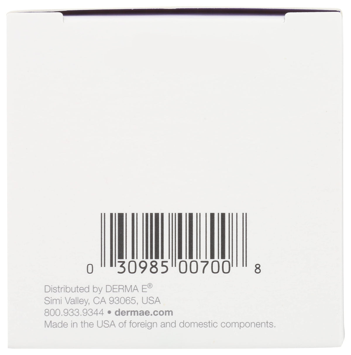 Derma E label close-up showing clean-formula claims and ingredient clarity