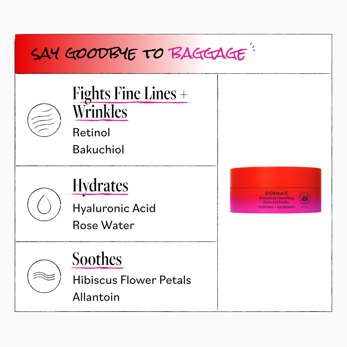 Derma E open container showing 60 patches ready to use