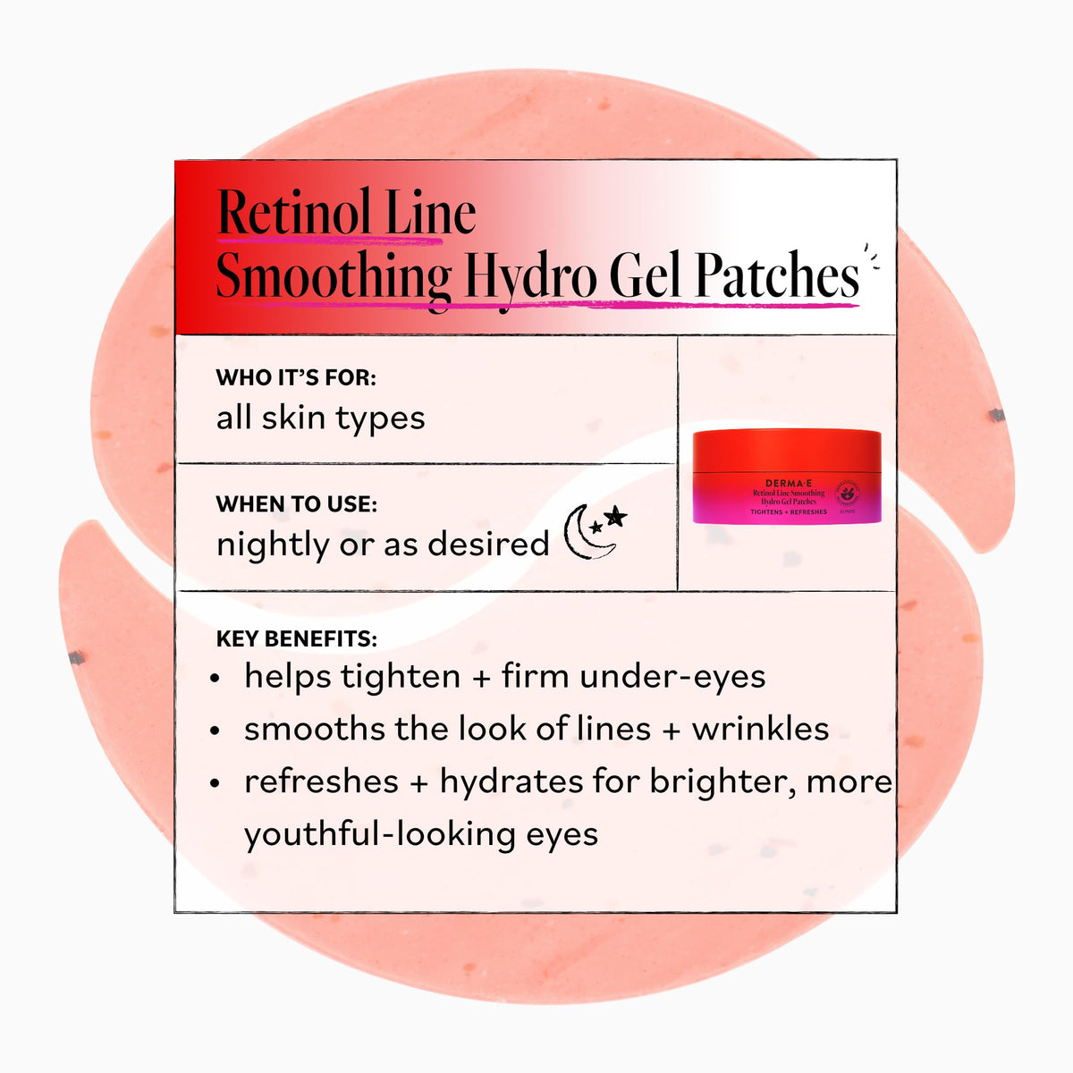 Derma E applying patch under eye for instant cooling and smoothing