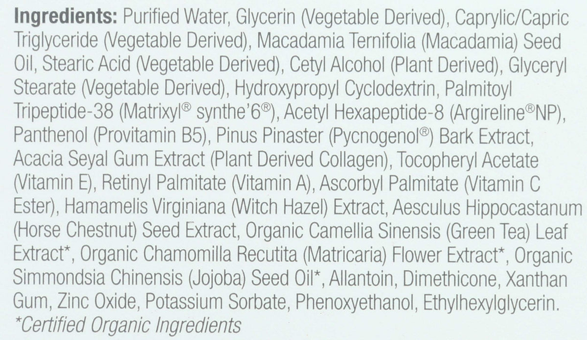 Derma E ingredients layout highlighting peptides, collagen and antioxidant support