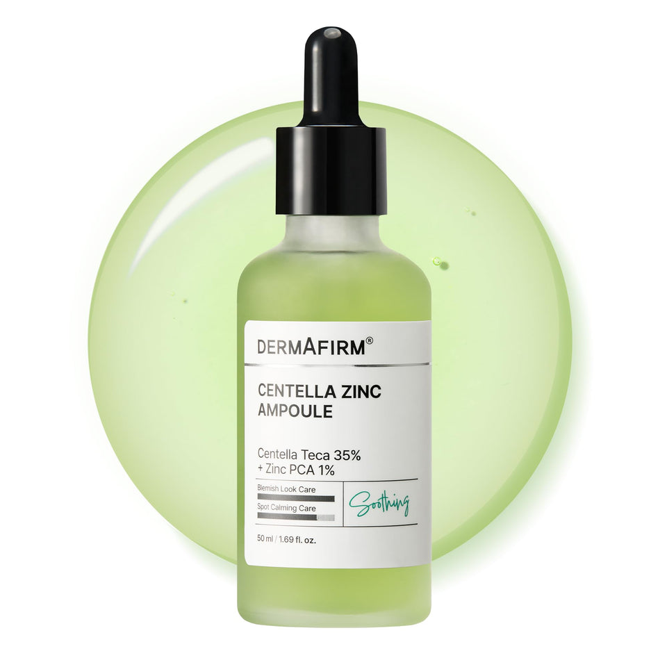 Dermafirm front bottle view showing label and clear ampoule, highlights clinical efficacy